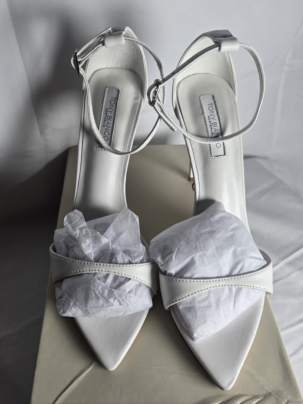 ​Tony Bianco "Martini" White Nappa Leather Heels